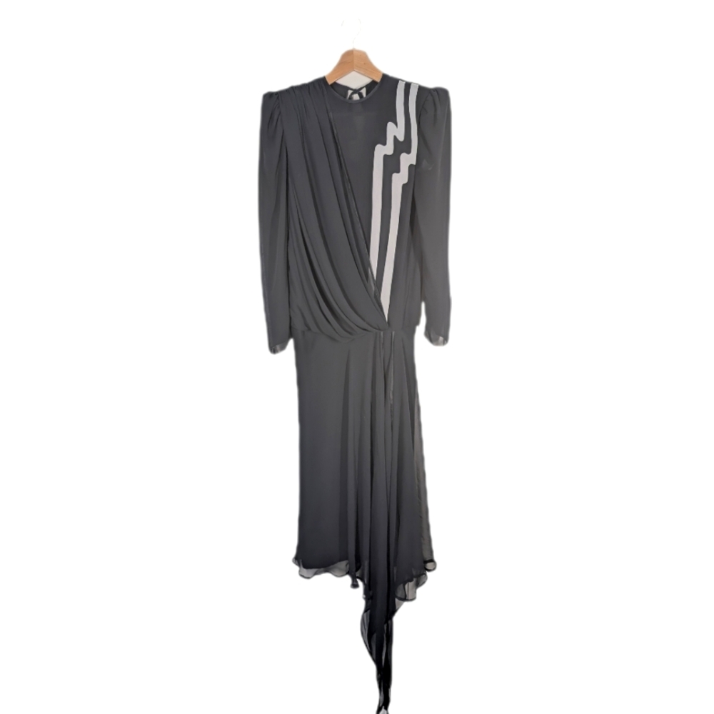 Wayne Clark Vintage 80's Disco Black Evening Dress -4-